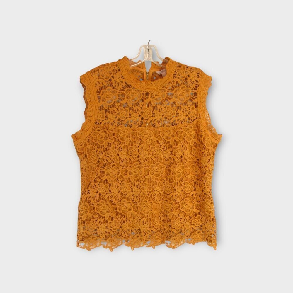 Nanette Lepore Lace Mock Neck Tank Oxford Gold Size L